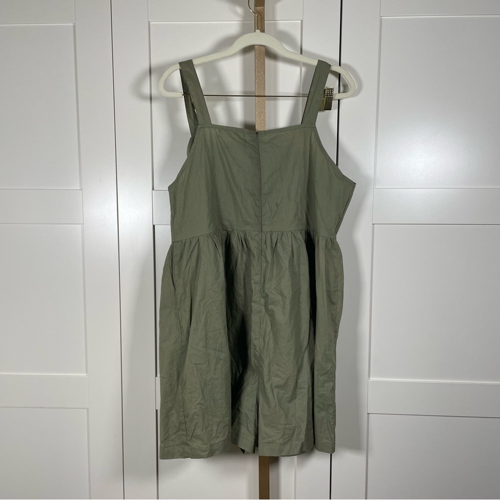 Urban Outfitters Olive Button-Front Cotton Romper - Picture 8 of 15